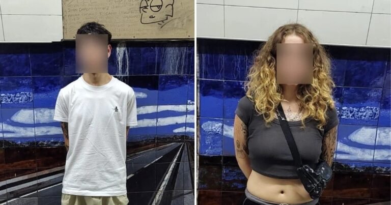 Así detuvieron a una joven pareja de grafiteros por vandalizar la estación Callao de la línea B