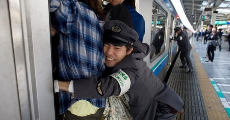 Una dura profesión: empujador de gente en el subte