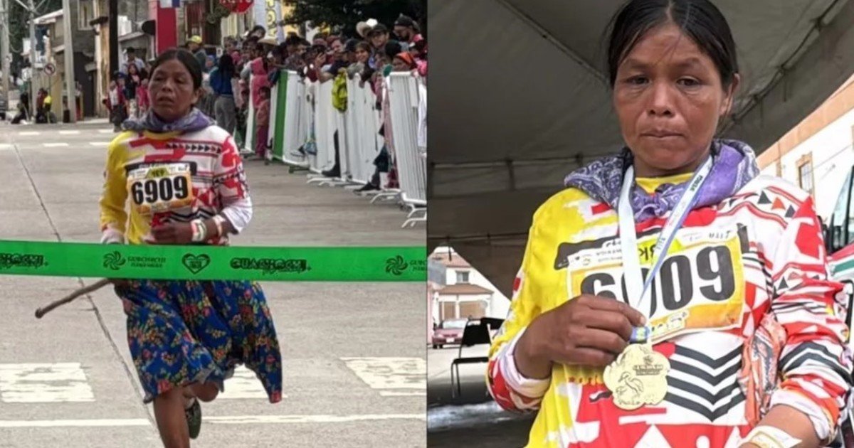 Una corredora indígena ganó una ultramaratón de 63 km vestida con sandalias y pollera