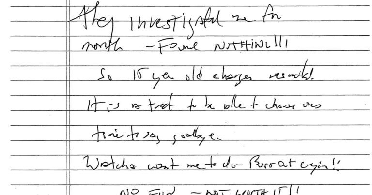 Se publica una posible nota de suicidio de Epstein