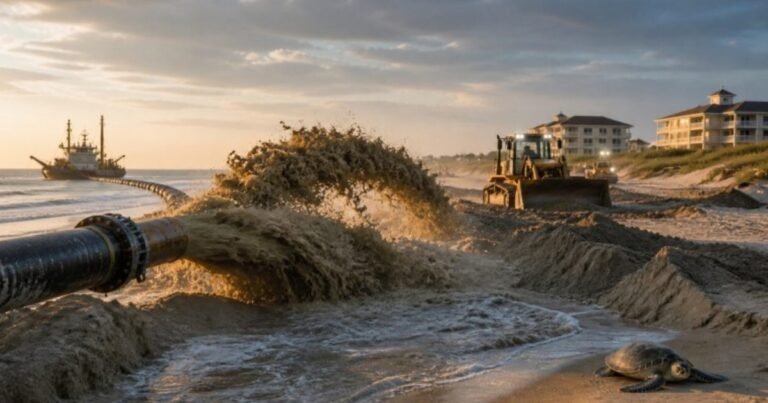 Estados Unidos dragará arena del lecho marino para reconstruir las playas de Carolina del Sur en una operación que se llevará a cabo las 24 horas del día para combatir la erosión, las tormentas y las amenazas al turismo y a las tortugas marinas