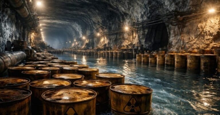 El agua salada está inundando una antigua mina y se enfrenta a un enemigo inesperado: miles de bidones con material radiactivo amenazan con alterar este escenario