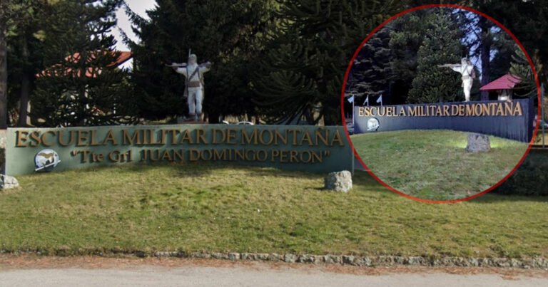 El kirchnerismo acusa al ministro de Defensa de borrar el nombre del general Perón de la fachada de la Escuela Militar de Montaña