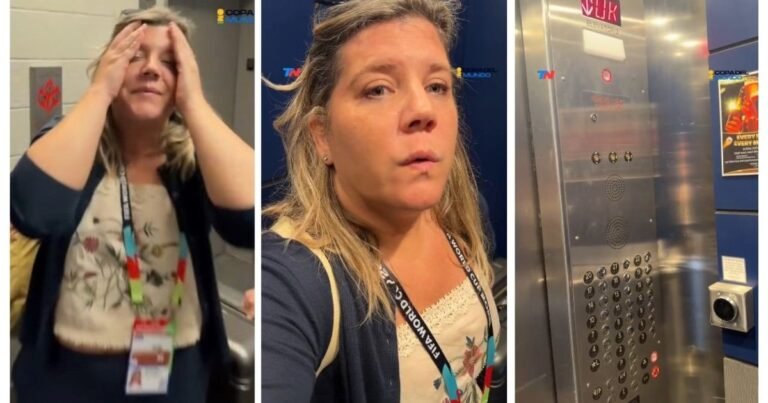 El mal momento de Dominique Metzger: quedó encerrada en un ascensor durante la cobertura del Mundial 2026