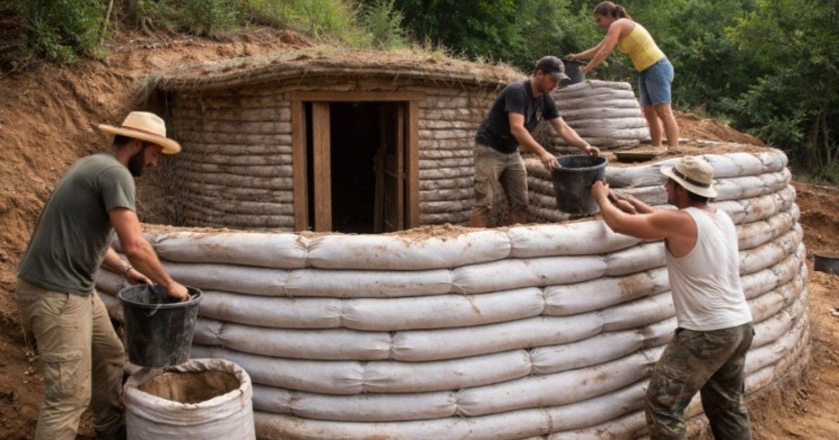 Una casa construida con la técnica de superadobe combina autosuficiencia y techo verde, un sistema que utiliza largos tubos de un material similar a las bolsas de papas y cebollas