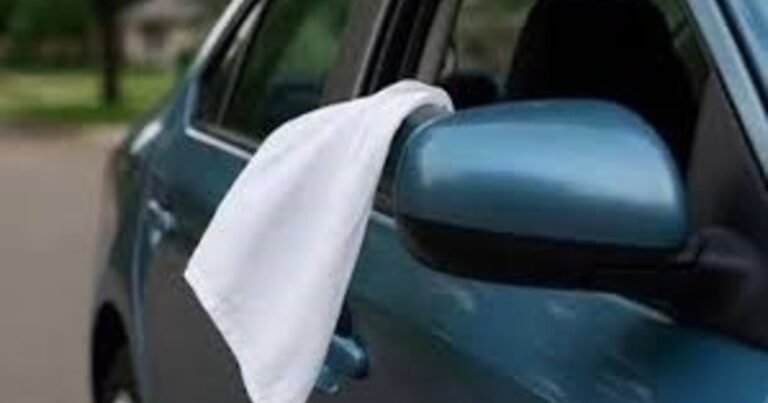 Qué significa ver una tela blanca colgando de la ventana de un auto en la ruta
