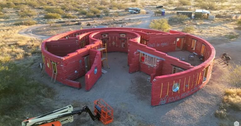 Viven con sus cuatro hijos en el desierto y construyen una casa autosuficiente con tierra, energía solar y agua de lluvia