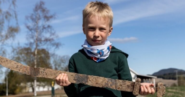 Un niño de 6 años estaba buscando piedras para un proyecto escolar de arte y manualidades cuando se topó con una espada de hierro que había estado enterrada durante más de 1.200 años