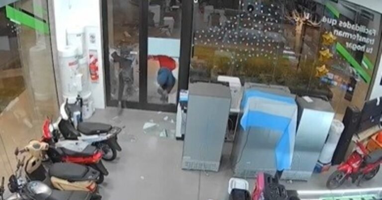 Robo en tiempo récord: 22 segundos para romper una puerta, saquear celulares de una casa de artículos electrónicos y escapar