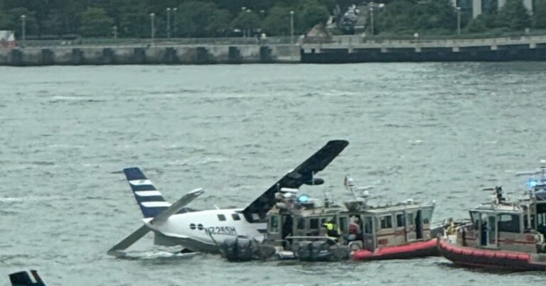 Una avioneta cayó al río en Nueva York al intentar aterrizar de emergencia