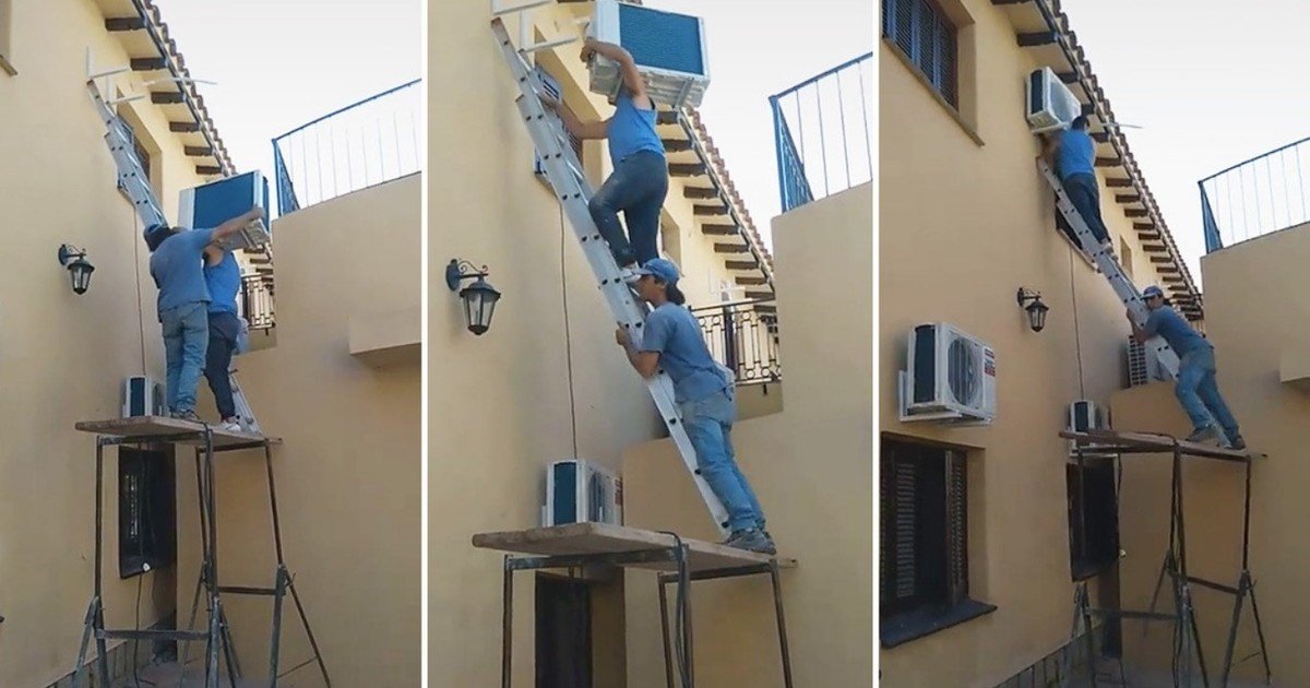 Digno de Los 3 Chiflados: quieren instalar un aire acondicionado pero el final es inesperado