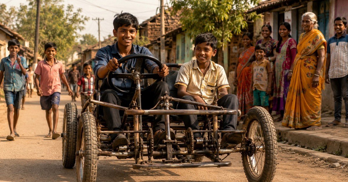 A los 14 años, un joven recogió sillas rotas, neumáticos viejos y cámaras de aire descartadas, pasó un mes transformando chatarra en una bicicleta de cuatro ruedas: el ingenio de un adolescente que decidió comprender, en la práctica, cómo se pueden crear vehículos fuera de un taller