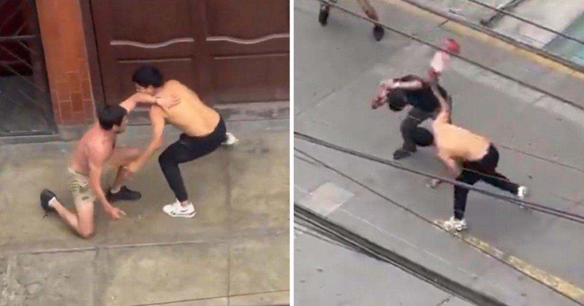 Una pelea callejera entre dos hombres derivó en una increíble batalla campal