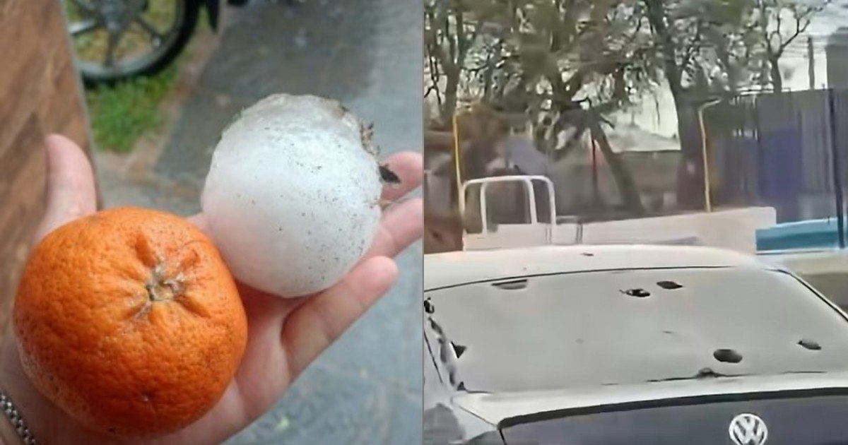 Granizo del tamaño de una mandarina: una fuerte tormenta causó destrozos en el centro del país