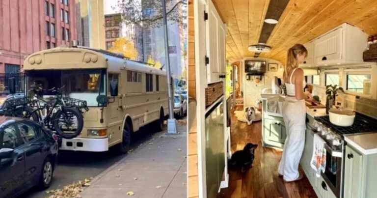 Una pareja pagó 5.000 dólares por un autobús escolar de 12 metros comprado en eBay: tardaron menos de tres años en transformarlo ellos mismos utilizando videos de YouTube, invirtieron 40.000 dólares en la renovación y ahora viven viajando, gastando alrededor de un tercio de lo que pusieron en una casa tradicional