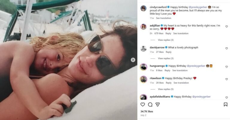 "Siempre te veré como a mi niño pequeño": el último posteo de Cindy Crawford a su hijo Presley, quien murió este domingo a los 27 años