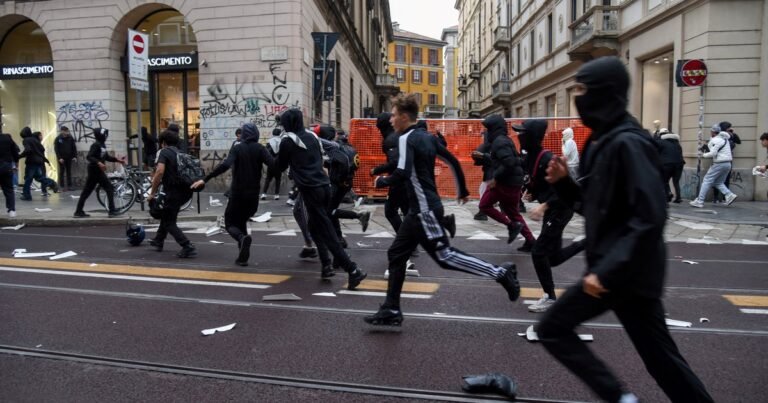 Después de Francia, las protestas por el alto costo de la vida dejaron comercios destruidos en el centro de Milán