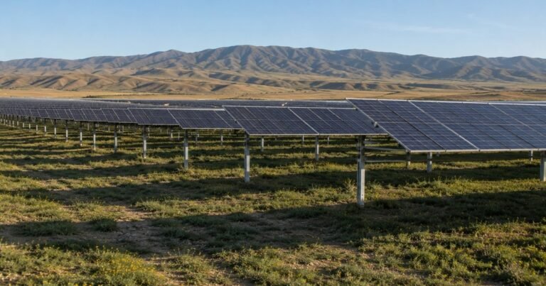 Virginia instaló 42 paneles solares sobre su huerto de otoño, y debajo siguieron creciendo repollo, nabos y bok choy, mientras que la luz solar y las baterías suministraban el 97% de la energía de la granja, convirtiendo ese mismo terreno en un jardín y una minicentral eléctrica