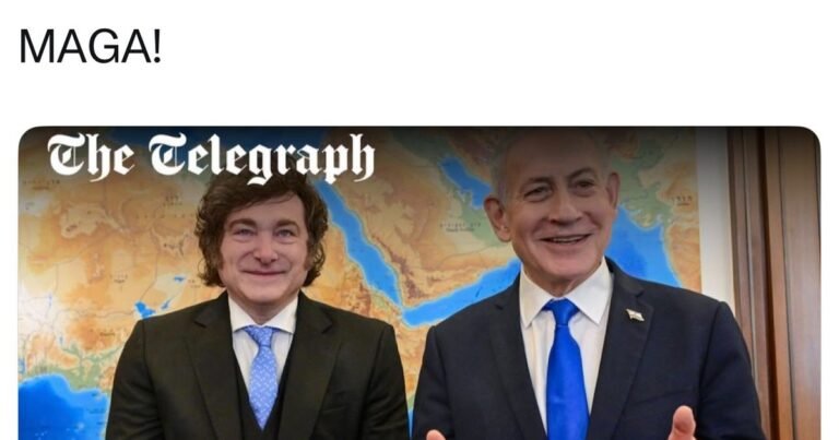 Milei compartió una publicación de un diario británico que afirma un apoyo directo de Netanyahu sobre Malvinas, pero en Israel la desmienten
